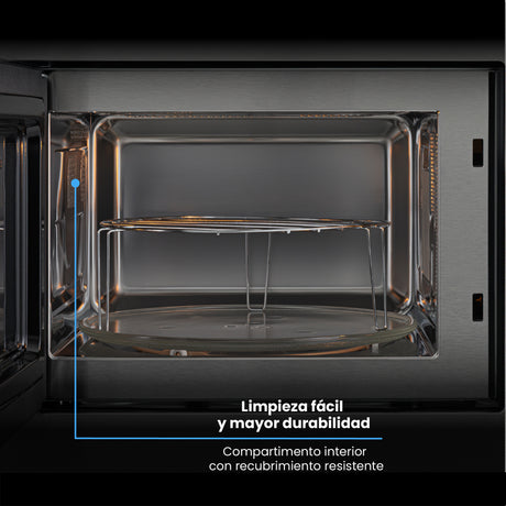 Horno Microondas de Empotrar Challenger Gris y Negro 59.5x38.8cm de 25 Litros con Ocho Funciones Preconfiguradas - HORNOS MICROONDAS | Bylmo