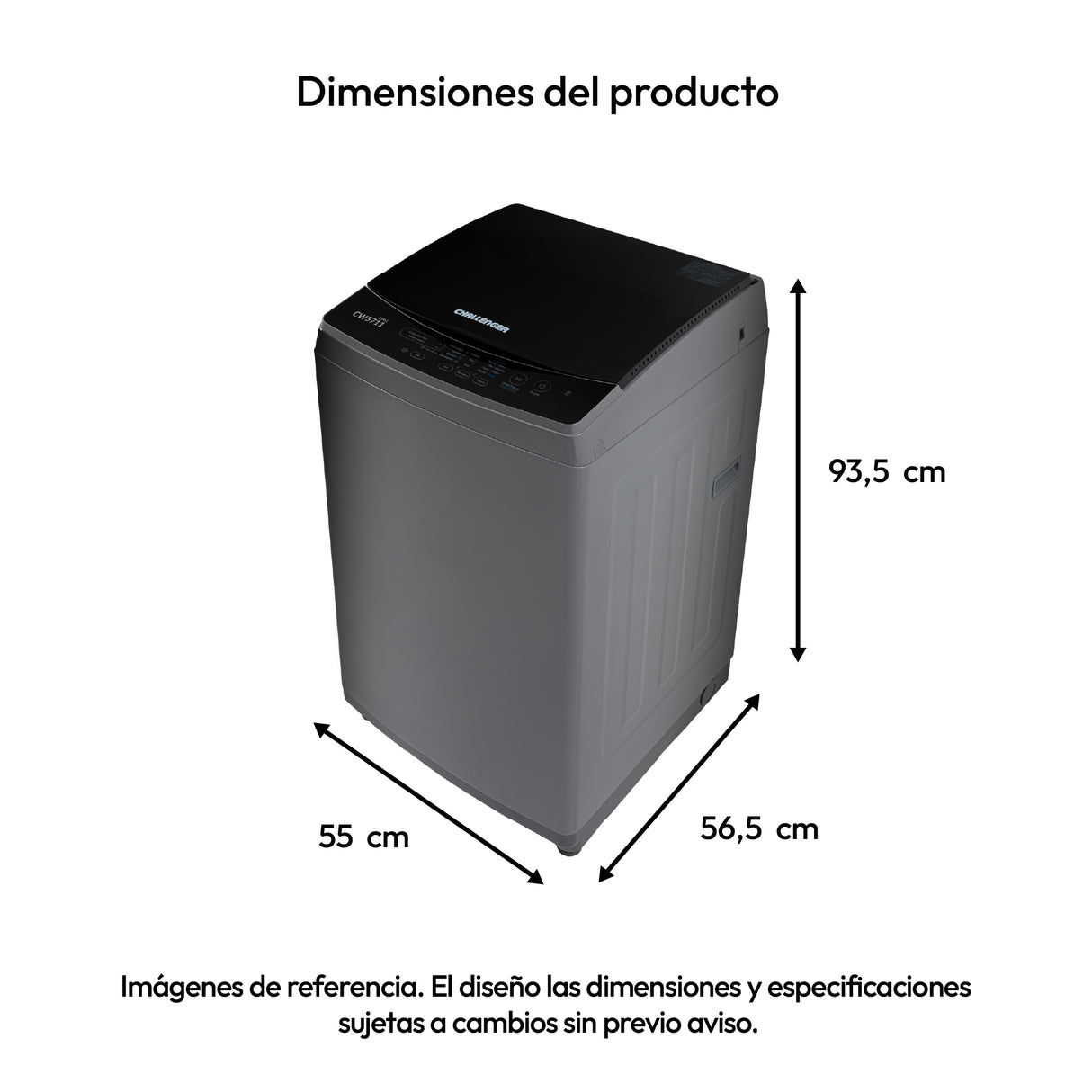 Lavadora Challenger Gris Oscuro 55x93.5cm 11 Kilogramos - LAVADORAS Y SECADORAS | Bylmo
