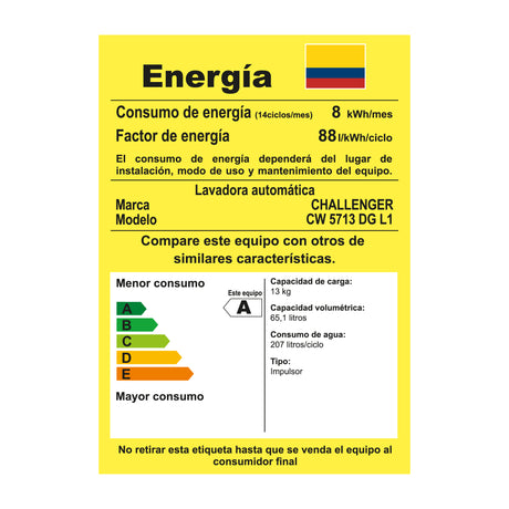 Lavadora Challenger Gris 55x94cm 13 Kilogramos - LAVADORAS Y SECADORAS | Bylmo