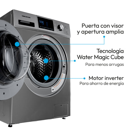 Lavadora Secadora Challenger Inventer Plateado 59.5x85cm 14 Kilogramos - LAVADORAS Y SECADORAS | Bylmo