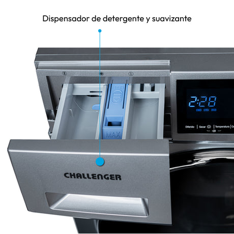 Lavadora Secadora Challenger Inventer Plateado 59.5x85cm 14 Kilogramos - LAVADORAS Y SECADORAS | Bylmo