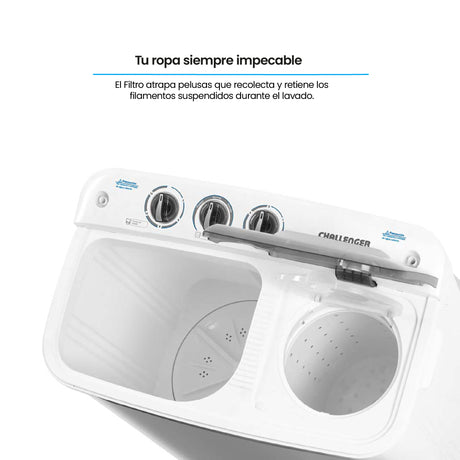 Lavadora Semiautomática Challenger Blanco y Gris 76.1x88.5cm 11 Kilogramos - LAVADORAS Y SECADORAS | Bylmo
