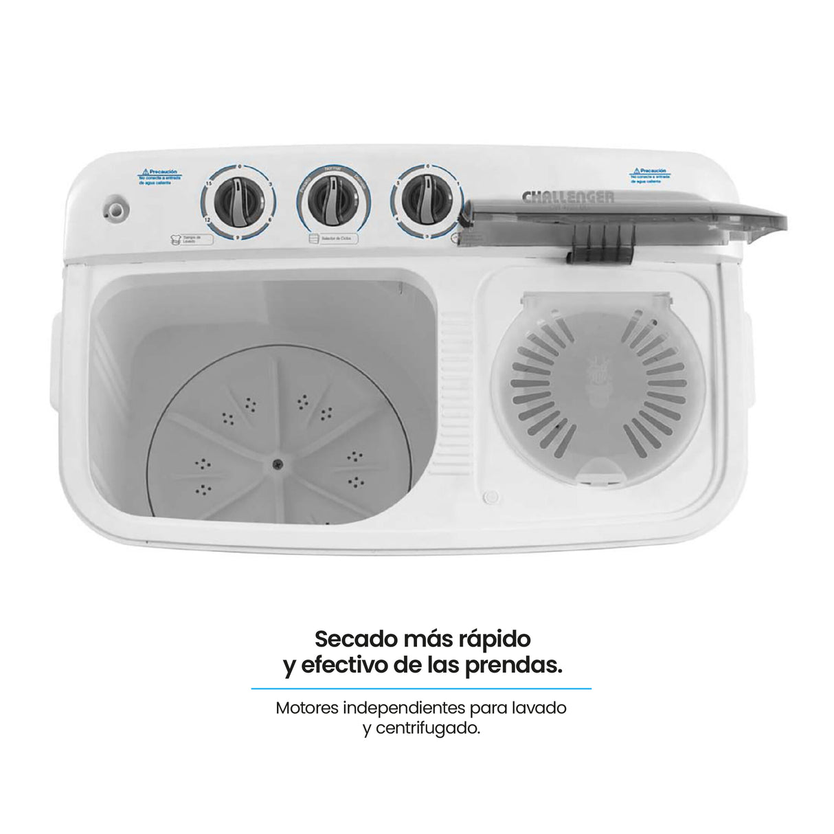 Lavadora Semiautomática Challenger Blanco y Gris 76.1x88.5cm 11 Kilogramos - LAVADORAS Y SECADORAS | Bylmo