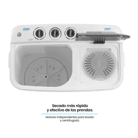 Lavadora Semiautomática Challenger Blanco y Gris 76.1x88.5cm 11 Kilogramos - LAVADORAS Y SECADORAS | Bylmo