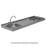 Mesón de Cocina Challenger Gris 180x50.3cm de Acero Inoxidable con Pozuelo Lado Izquierdo y con Estufa - MESONES DE COCINA | Bylmo