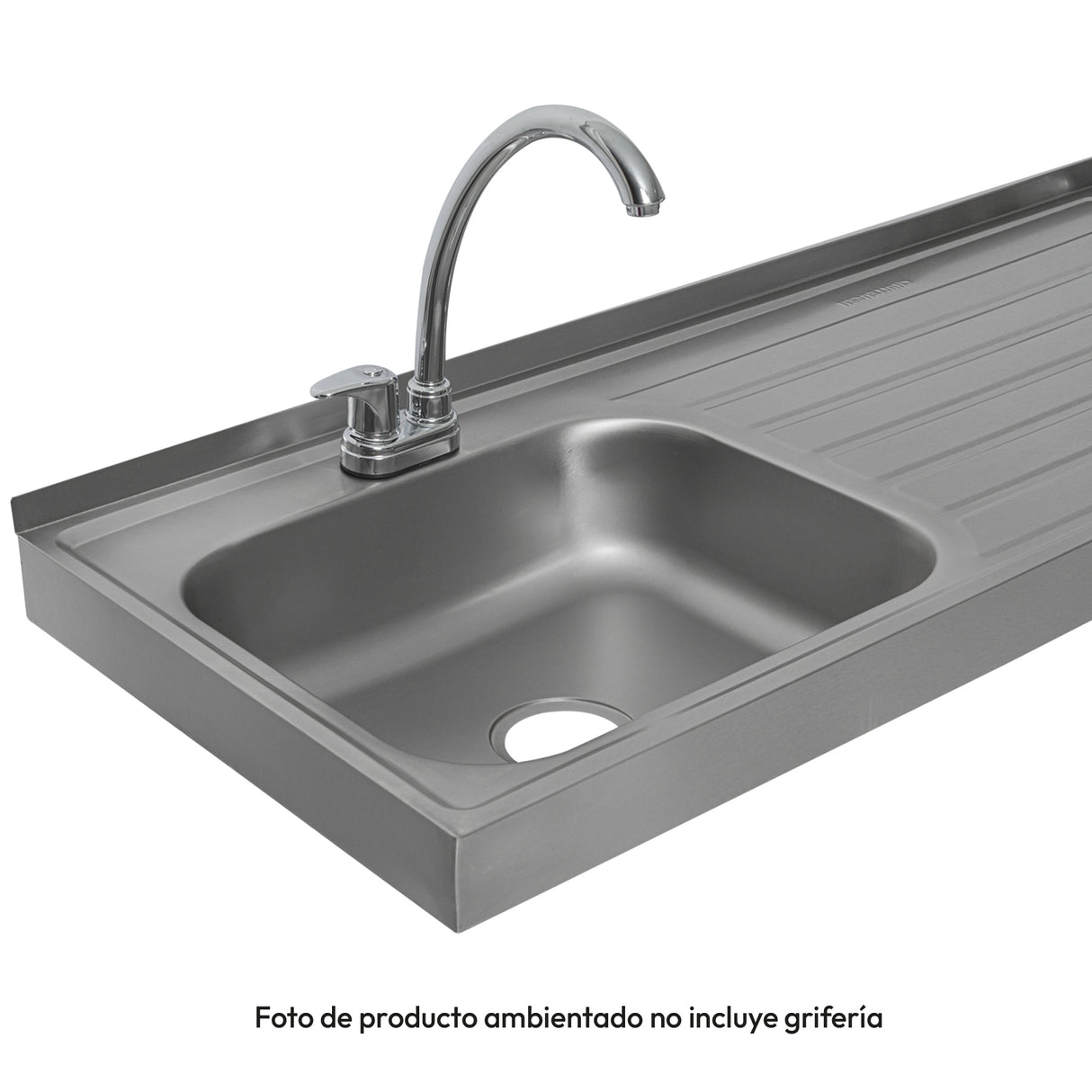 Mesón de Cocina Challenger Gris 180x50.3cm de Acero Inoxidable con Pozuelo Lado Izquierdo y con Estufa - MESONES DE COCINA | Bylmo