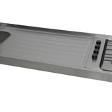 Mesón de Cocina Challenger Gris 180x50.3cm de Acero Inoxidable con Pozuelo Lado Izquierdo y con Estufa - MESONES DE COCINA | Bylmo