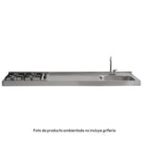 Mesón de Cocina Challenger Gris 180x50.3cm de Acero Inoxidable con Pozuelo Lado Derecho y con Estufa - MESONES DE COCINA | Bylmo