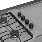Mesón de Cocina Challenger Gris 180x50.3cm de Acero Inoxidable con Pozuelo Lado Derecho y con Estufa - MESONES DE COCINA | Bylmo