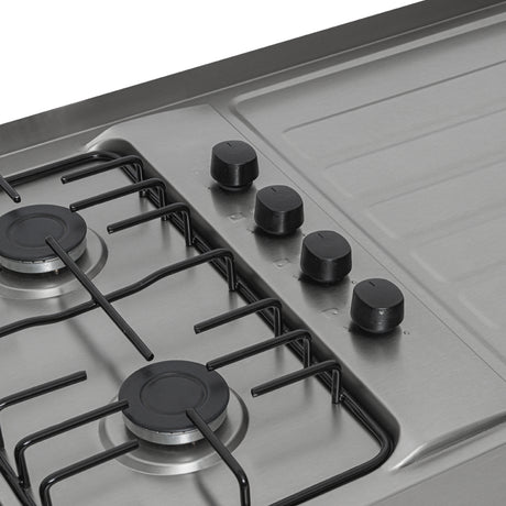 Mesón de Cocina Challenger Gris 180x50.3cm de Acero Inoxidable con Pozuelo Lado Derecho y con Estufa - MESONES DE COCINA | Bylmo