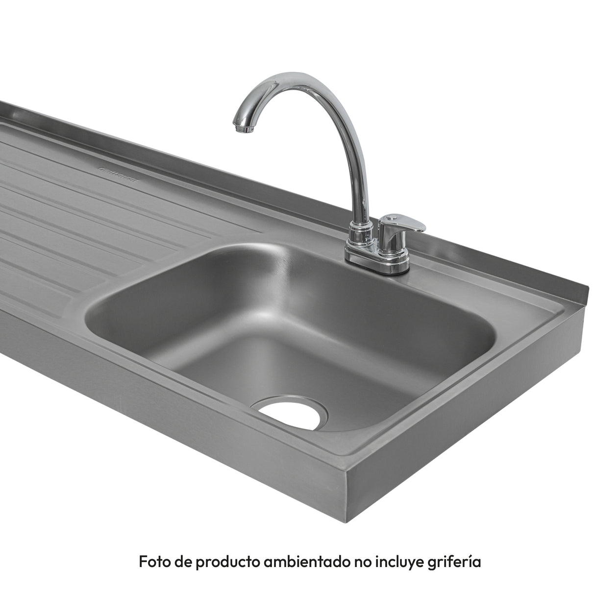 Mesón de Cocina Challenger Gris 180x50.3cm de Acero Inoxidable con Pozuelo Lado Derecho y con Estufa - MESONES DE COCINA | Bylmo