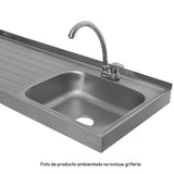 Mesón de Cocina Challenger Gris 180x50.3cm de Acero Inoxidable con Pozuelo Lado Derecho y con Estufa - MESONES DE COCINA | Bylmo