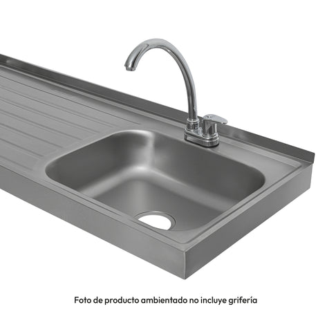 Mesón de Cocina Challenger Gris 180x50.3cm de Acero Inoxidable con Pozuelo Lado Derecho y con Estufa - MESONES DE COCINA | Bylmo