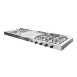 Mesón de Cocina Challenger Gris 150x50cm de Acero Inoxidable con Pozuelo Lado Izquierdo y con Estufa - MESONES DE COCINA | Bylmo