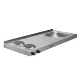 Mesón de Cocina Challenger Gris 120x50cm de Acero Inoxidable con Pozuelo Lado Derecho y con Estufa - MESONES DE COCINA | Bylmo