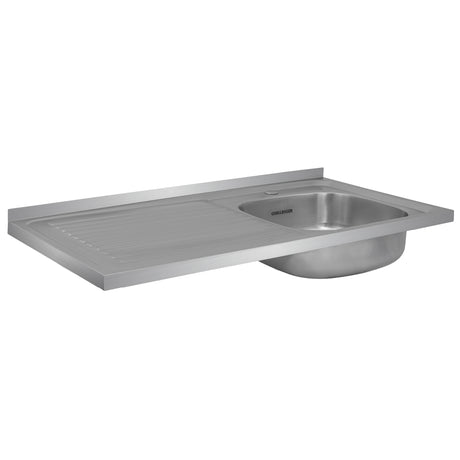 Mesón de Cocina Challenger Gris 100x50cm de Acero Inoxidable con Pozuelo Lado Derecho y sin Estufa - MESONES DE COCINA | Bylmo