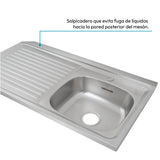 Mesón de Cocina Challenger Gris 100x50cm de Acero Inoxidable con Pozuelo Lado Derecho y sin Estufa - MESONES DE COCINA | Bylmo