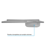 Mesón de Cocina Challenger Gris 100x50cm de Acero Inoxidable con Pozuelo Lado Derecho y sin Estufa - MESONES DE COCINA | Bylmo