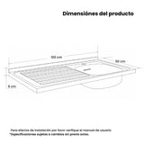 Mesón de Cocina Challenger Gris 100x50cm de Acero Inoxidable con Pozuelo Lado Derecho y sin Estufa - MESONES DE COCINA | Bylmo