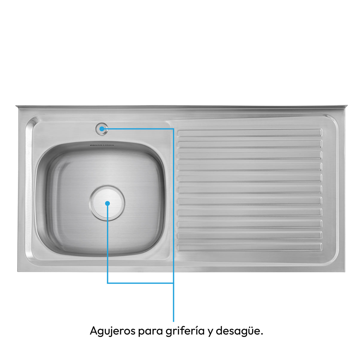 Mesón de Cocina Challenger Gris 100x50cm de Acero Inoxidable con Pozuelo Lado Izquierdo y sin Estufa - MESONES DE COCINA | Bylmo