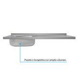 Mesón de Cocina Challenger Gris 100x50cm de Acero Inoxidable con Pozuelo Lado Izquierdo y sin Estufa - MESONES DE COCINA | Bylmo