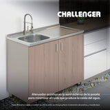 Mesón de Cocina Challenger Gris 100x50cm de Acero Inoxidable con Pozuelo Lado Izquierdo y sin Estufa - MESONES DE COCINA | Bylmo