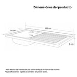 Mesón de Cocina Challenger Gris 100x50cm de Acero Inoxidable con Pozuelo Lado Izquierdo y sin Estufa - MESONES DE COCINA | Bylmo