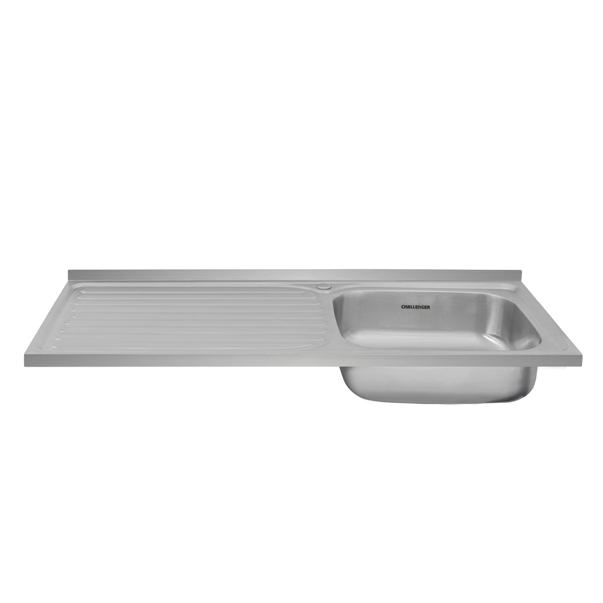 Mesón de Cocina Challenger Gris 120x50cm de Acero Inoxidable con Pozuelo Lado Derecho y sin Estufa - MESONES DE COCINA | Bylmo
