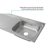Mesón de Cocina Challenger Gris 120x50cm de Acero Inoxidable con Pozuelo Lado Derecho y sin Estufa - MESONES DE COCINA | Bylmo