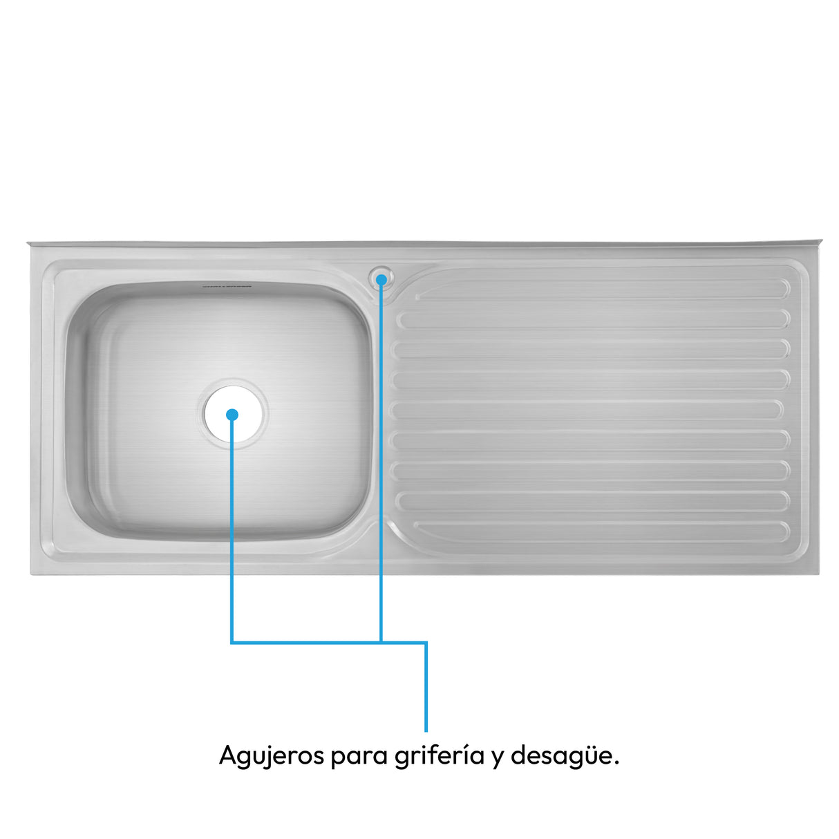 Mesón de Cocina Challenger Gris 120x50cm de Acero Inoxidable con Pozuelo Lado Izquierdo y sin Estufa - MESONES DE COCINA | Bylmo