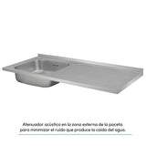 Mesón de Cocina Challenger Gris 120x50cm de Acero Inoxidable con Pozuelo Lado Izquierdo y sin Estufa - MESONES DE COCINA | Bylmo
