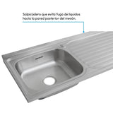 Mesón de Cocina Challenger Gris 120x50cm de Acero Inoxidable con Pozuelo Lado Izquierdo y sin Estufa - MESONES DE COCINA | Bylmo