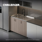 Mesón de Cocina Challenger Gris 120x50cm de Acero Inoxidable con Pozuelo Lado Izquierdo y sin Estufa - MESONES DE COCINA | Bylmo