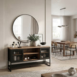 Espejo de Pared Munich Negro 80x80cm Redondo con Marco Metalico - ESPEJOS DE PARED | Bylmo
