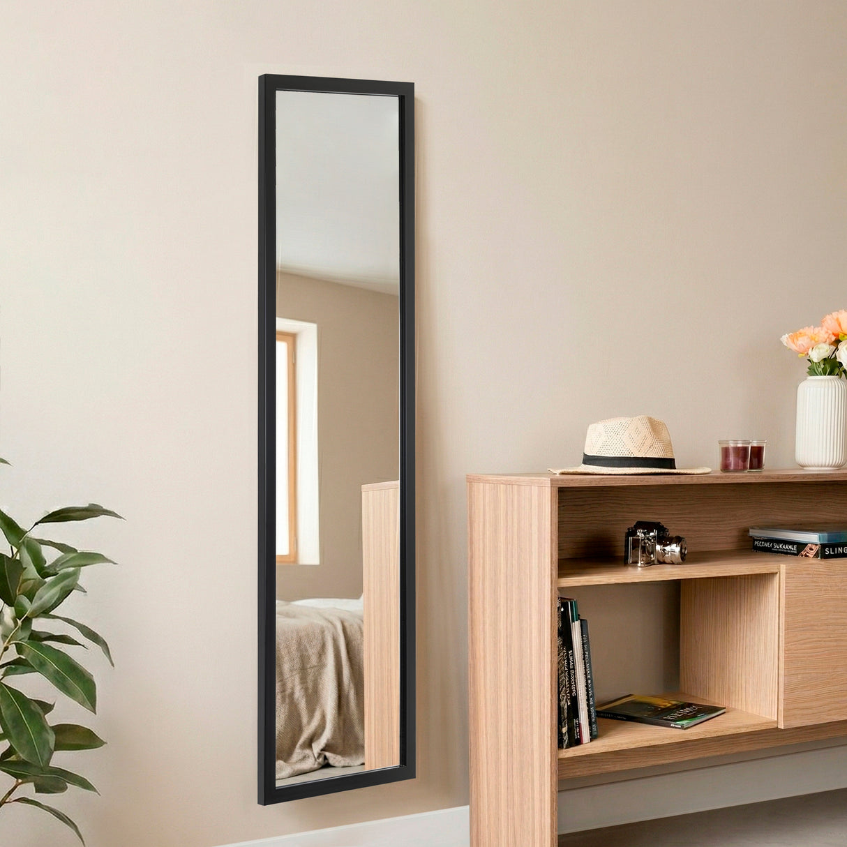 Espejo de Pared Liam Negro 34x124cm Rectangular con Marco en Poliestireno - ESPEJOS DE PARED | Bylmo