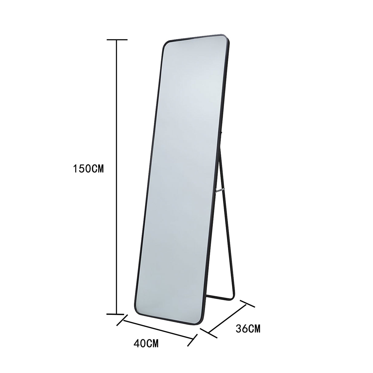 Espejo de Piso Isa Negro 40x150cm Rectangular con Marco Metálico - ESPEJOS DE PISO | Bylmo