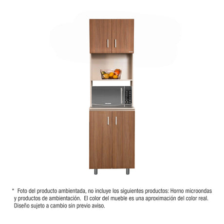 Alacena Challenger Nola 60x218cm con Dos Puertas y con Espacio para Microondas - ALACENAS Y MUEBLES MICROONDAS | Bylmo