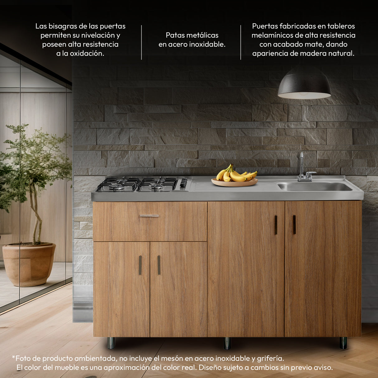 Mueble Inferior de Cocina Challenger Acandi 149.2x85cm sin Meson y sin Estufa - MUEBLES INFERIORES DE COCINA | Bylmo