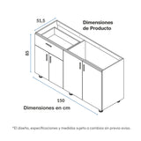 Mueble Inferior de Cocina Challenger Acandi 149.2x85cm sin Meson y sin Estufa - MUEBLES INFERIORES DE COCINA | Bylmo