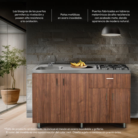 Mueble Inferior de Cocina Challenger Nola 149.2x85cm sin Meson y sin Estufa - MUEBLES INFERIORES DE COCINA | Bylmo