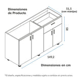 Mueble Inferior de Cocina Challenger Nola 149.2x85cm sin Meson y sin Estufa