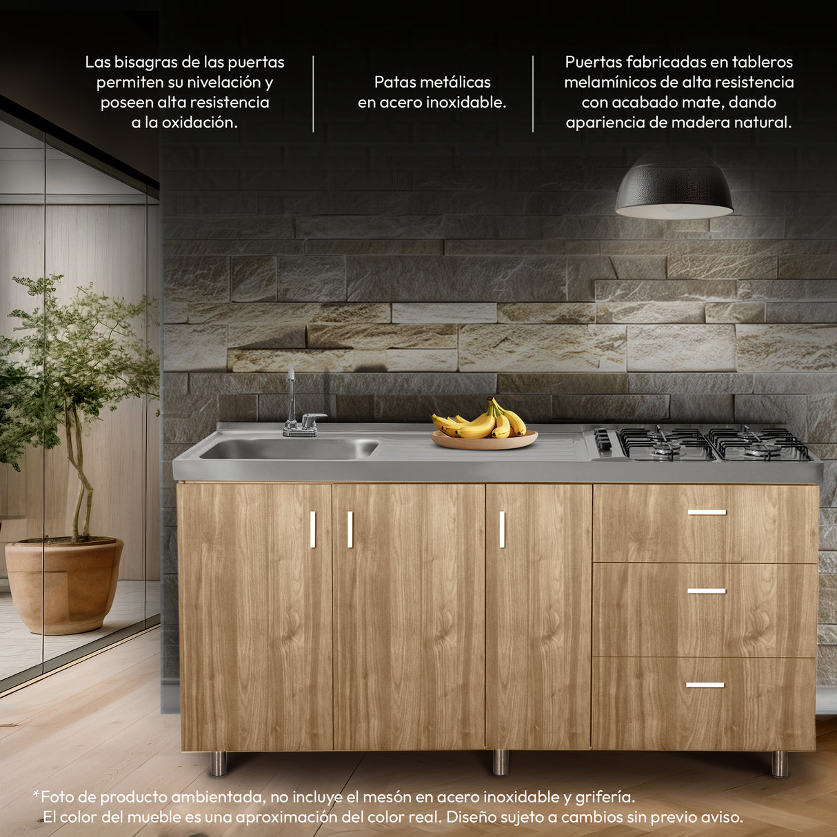 Mueble Inferior de Cocina Challenger Acandi 179.2x85cm sin Meson y sin Estufa - MUEBLES INFERIORES DE COCINA | Bylmo