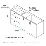 Mueble Inferior de Cocina Challenger Nola 179.2x85cm sin Meson y sin Estufa - MUEBLES INFERIORES DE COCINA | Bylmo