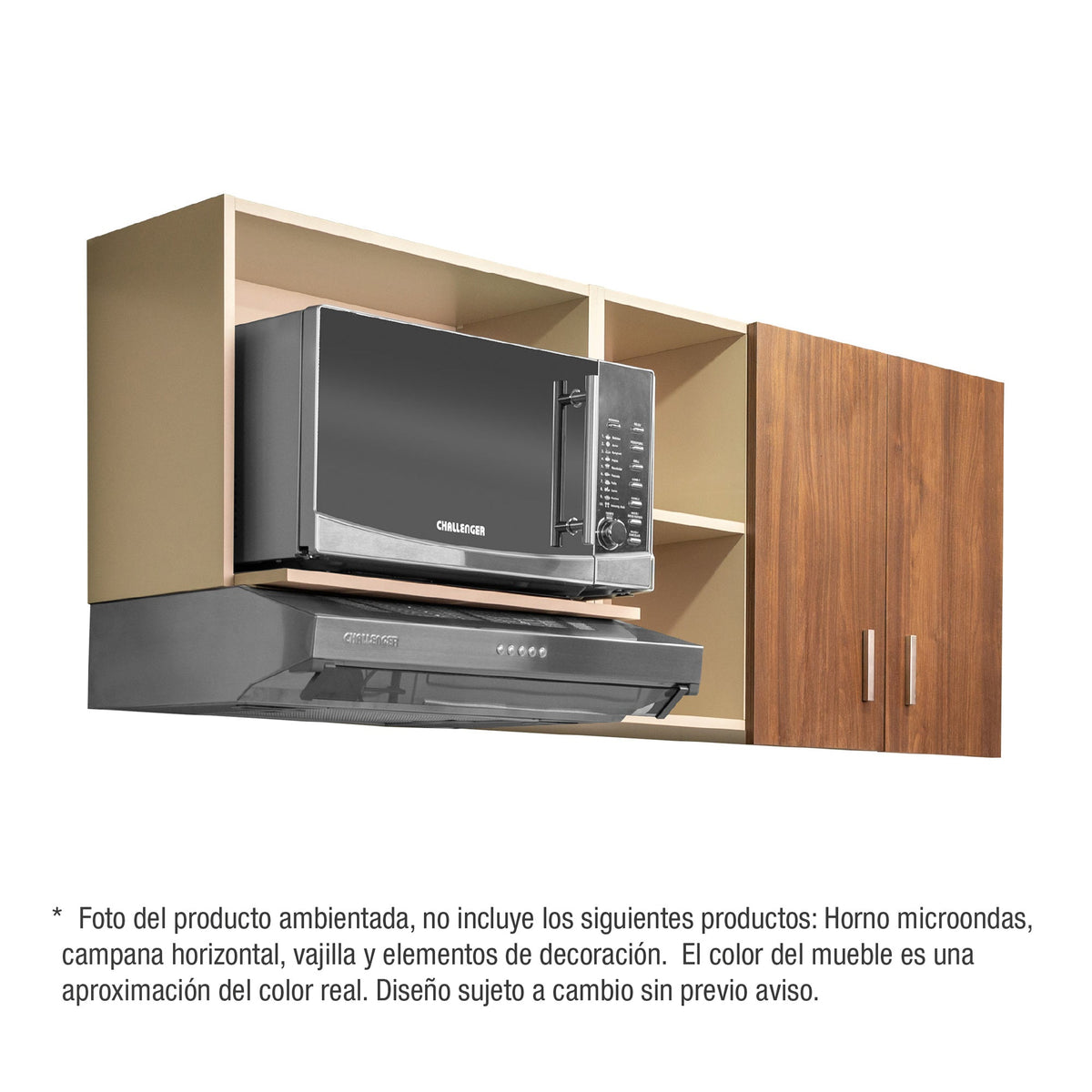 Mueble Superior de Cocina Challenger Nola 150x60cm con Espacio para Extractor y con Espacio para Microondas