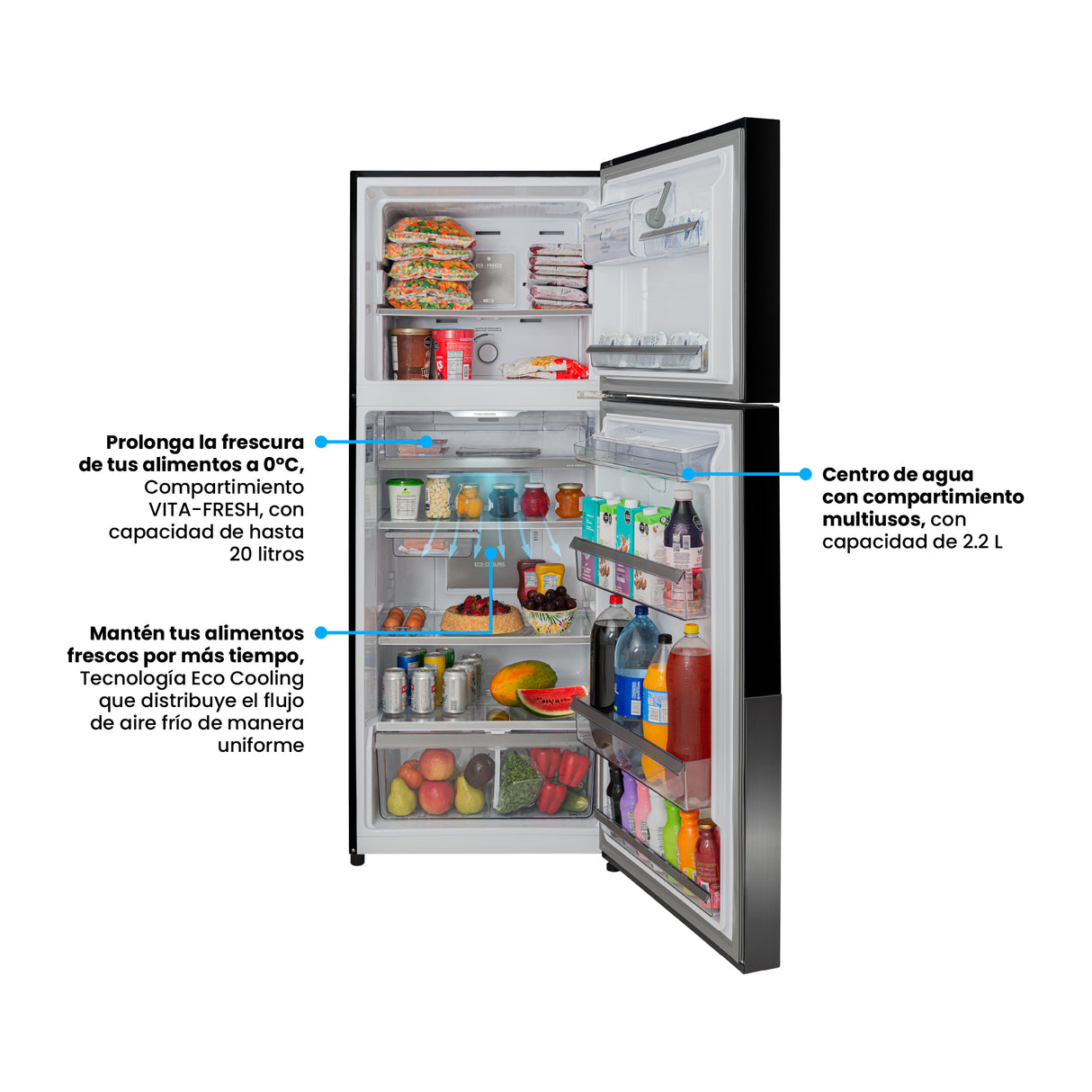Nevera Challenger E - Cool Gris Oscuro 68x180cm No Frost de 403 Litros con Dispensador de Agua y con Congelador - NEVERAS | Bylmo