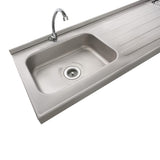 Mesón de Cocina Haceb Acero 180x53.5cm Con Pozuelo Lado Izquierdo y Estufa - MESONES DE COCINA | Bylmo