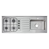 Mesón de Cocina Haceb Acero 155.5x60cm Con Pozuelo Lado Derecho y Estufa - MESONES DE COCINA | Bylmo