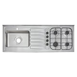 Mesón de Cocina Haceb Acero 155.5x60cm Con Pozuelo Lado Izquierdo y Estufa - MESONES DE COCINA | Bylmo