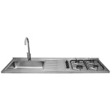 Mesón de Cocina Haceb Acero 155.5x60cm Con Pozuelo Lado Izquierdo y Estufa - MESONES DE COCINA | Bylmo