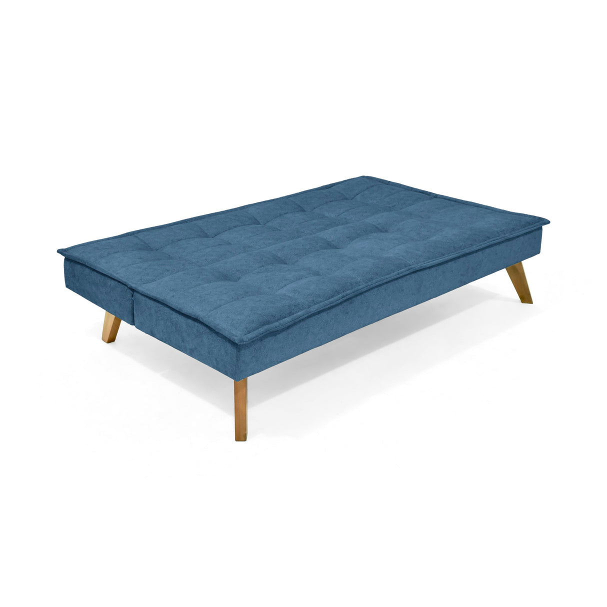 Sofá Cama Morrison Azul y Matiz Caoba 174x80cm de Tres Puestos Reclinable sin Apoya Brazos - SOFAS Y POLTRONAS | Bylmo
